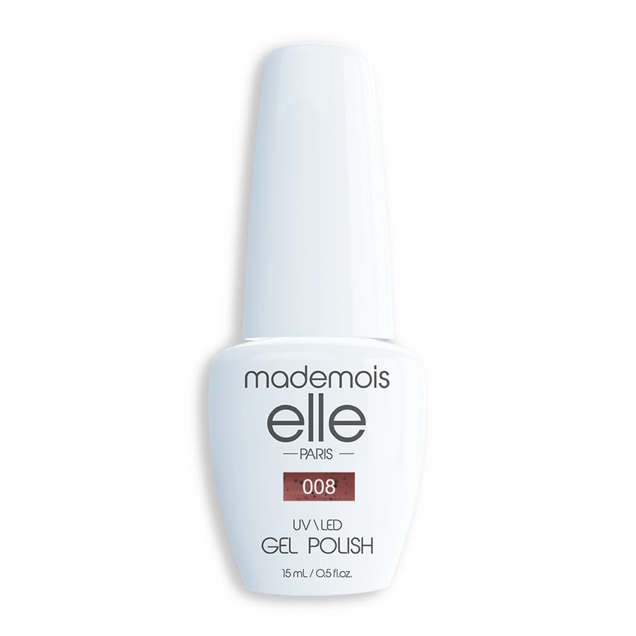 לק ג’ל חום כאמל נקודות #008 15ml – סדרת BLACK DOTS